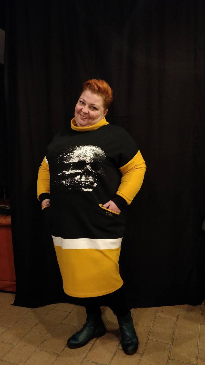 Schädel Print Baumwollkleid Trendige Plus Size Langarm-Kleidung von Persikeliz