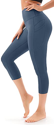 Persit Damen Capri Leggings, High Waist Yogahose 3/4 Sporthose Sportleggins Tights Schotenblau S von Persit