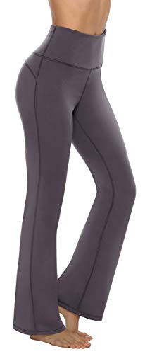 Persit Damen Schlaghose Yogahose, High Waist Freizeithose Sporthose Jazzpants Grau - L von Persit