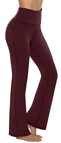 Persit Damen Schlaghose Yogahose, High Waist Freizeithose Sporthose Jazzpants Weinrot - XL von Persit