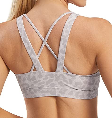 Persit Damen Sport BH ohne Bügel mit Gepolstert Push up BH Starker Halt Yoga Bra für Gym Lauf Fitness Beige Leopard XS von Persit