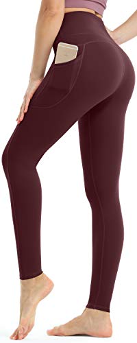 Persit Damen Sport Leggings, High Waist Yogahose Lang Sporthose Sportleggins Tights Cassis rot XS von Persit