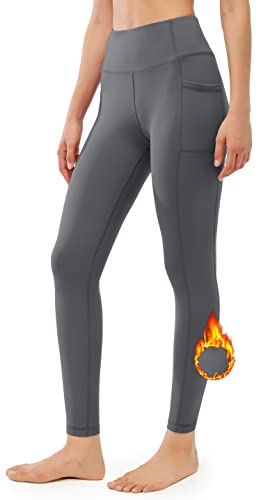 Persit Thermo Leggings Damen, Thermoleggins für Damen Gefüttert Winter Sporthose Frauen Warme Laufhose Fleece Leggins Grau-M von Persit