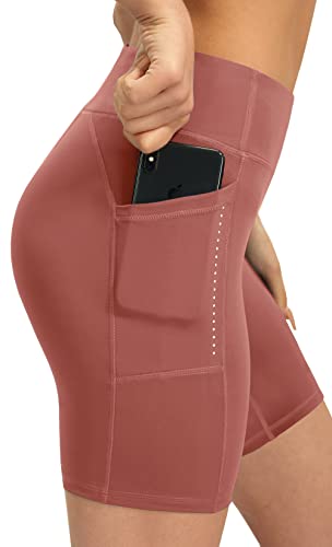 Persit Radlerhose Damen Kurze Sporthose, Sport Shorts Kurz Laufhose Leggings Gym Blickdicht Laufshorts für Sommer Rotbraun-XS von Persit