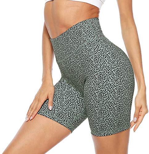 Persit Kurze Sporthose Damen, Radlerhose Sport-Shorts Sommer Laufshorts Leggings Laufhose Kurz Weiß Leopard - XXL/48-50 von Persit