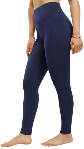 Persit Sport Leggings Damen, High Waist Sporthose Damen Lang Sportleggins Blickdicht Yogahose Laufhose Streetwear Taschen Gym Kosmosblau 64cm L von Persit