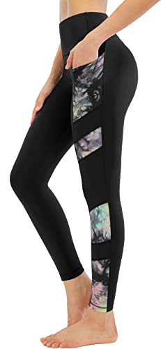 Persit Sport Leggings Damen,Sporthose Yoga Leggins Laufhose Yogahose Sportleggins Tights für Damen Schwarz-Bunt Färben-L von Persit