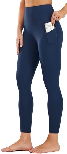 Persit Sport Leggings Damen mit Taschen High Waist Blickdicht Sporthose Yogahose Lang Laufhose Gym Leggins Tights Kosmosblau 71cm XL von Persit