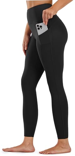 Persit Sport Leggings Damen mit Taschen High Waist Blickdicht Sporthose Yogahose Lang Laufhose Gym Leggins Tights Schwarz 64cm M von Persit