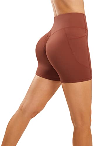 Persit Sport-Shorts Damen Sommer Kurze Sporthose High Waist Radlerhose Po Push Up Leggings Yoga Fitness Laufshorts Madeirabraun S von Persit