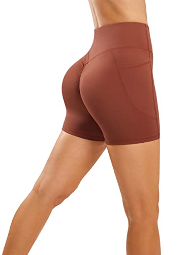 Persit Sport-Shorts Damen Sommer Kurze Sporthose High Waist Radlerhose Po Push Up Leggings Yoga Fitness Laufshorts Madeirabraun XS von Persit