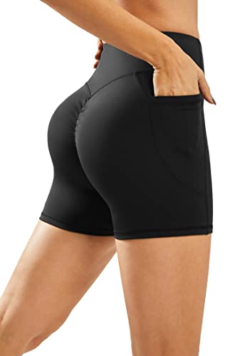 Persit Sport-Shorts Damen Sommer Kurze Sporthose High Waist Radlerhose Po Push Up Leggings Yoga Fitness Laufshorts Schwarz S von Persit