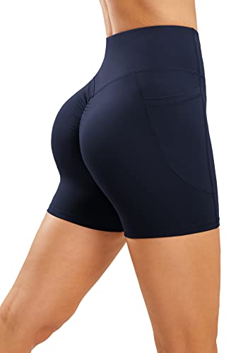 Persit Sport-Shorts Damen Sommer Kurze Sporthose High Waist Radlerhose Po Push Up Leggings Yoga Fitness Laufshorts Stahlblau L von Persit