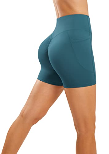 Persit Sport-Shorts Damen Sommer Kurze Sporthose High Waist Radlerhose Po Push Up Leggings Yoga Fitness Laufshorts Türkis M von Persit