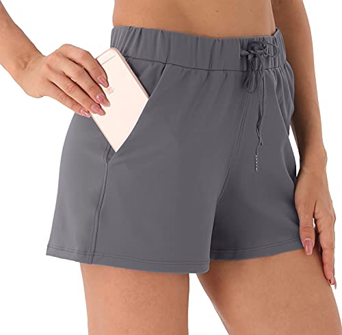 Persit Sporthose Damen Kurz, Sport-Shorts Laufshorts Kurze Laufhose Sommer Jogginghose Grau - L von Persit