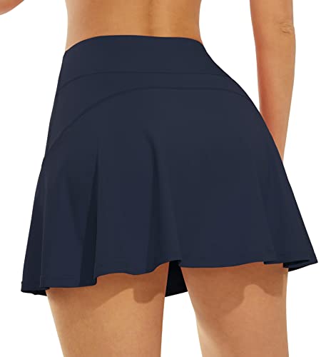 Persit Tennisrock Damen Hosenrock, 2-in1-Sportrock Sport Skorts Kurz Outdoor Sommerrock Dunkelmarine-L von Persit