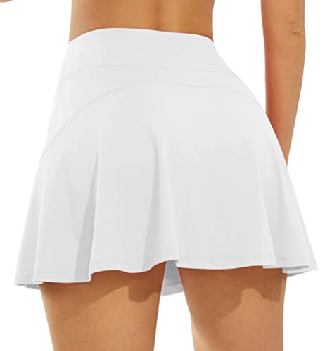 Persit Tennisrock Damen Hosenrock, 2-in1-Sportrock Sport Skorts Kurz Outdoor Sommerrock Weiß-L von Persit