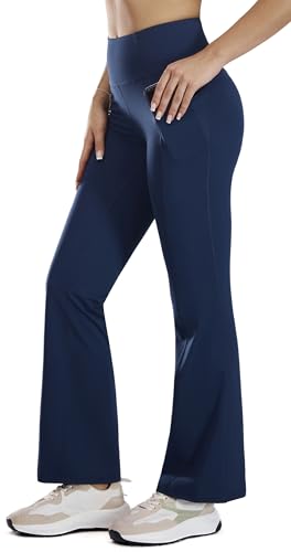 Persit Yogahose Damen Jazzpants, High Waist Sporthose Schlaghose Bootcut Freizeithose - (XL, Kosmosblau, 79 cm) von Persit