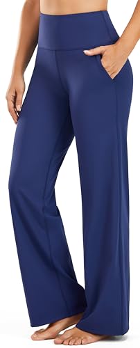 Persit Yogahose Damen Legging mit Taschen Schlaghose High Waist Sporthose Flared Leggings Bootcut Jogginghose Jazzpants Blueprint 74cm XS von Persit