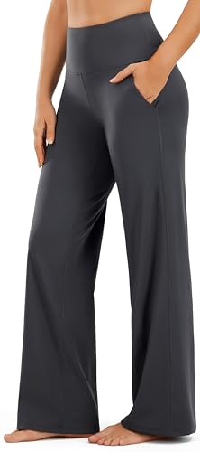 Persit Yogahose Damen Legging mit Taschen Schlaghose High Waist Sporthose Flared Leggings Bootcut Jogginghose Jazzpants Klassischgrau 74cm L von Persit