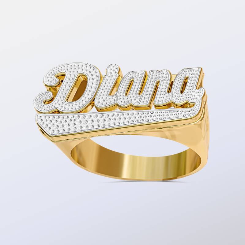 Personalisierter Namensring | Kostenloser Versand Diamantschliff Perlenring Rhodiniert von PersnlzdJewelryMfg