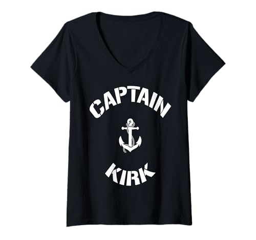 Damen Segelboot Captain Kirk Personalisierter Name für Boote T-Shirt mit V-Ausschnitt Damen Segelboot Captain Kirk Personalisierter Name für Boote T-Shirt mit V-Ausschnitt von Perso-Captn Co.