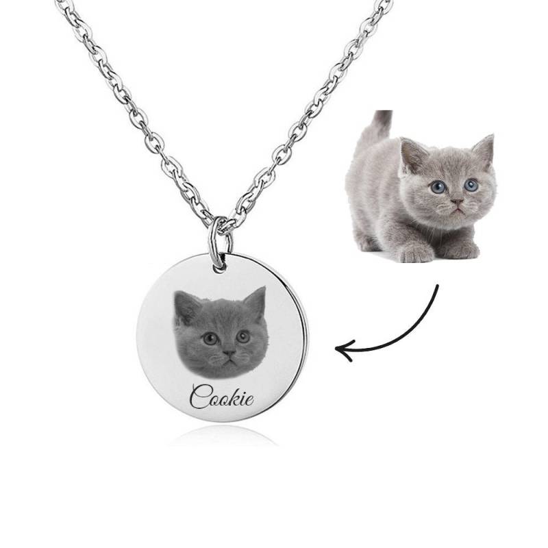 Personalisierte Haustier Halskette, Halskette Mit Foto, Bild, Gravur von PersoKette