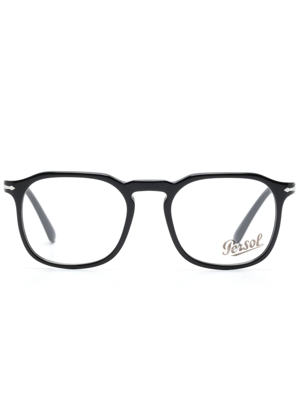 Persol Runde PO3337V Brille mit Logo-Gravur - Schwarz von Persol