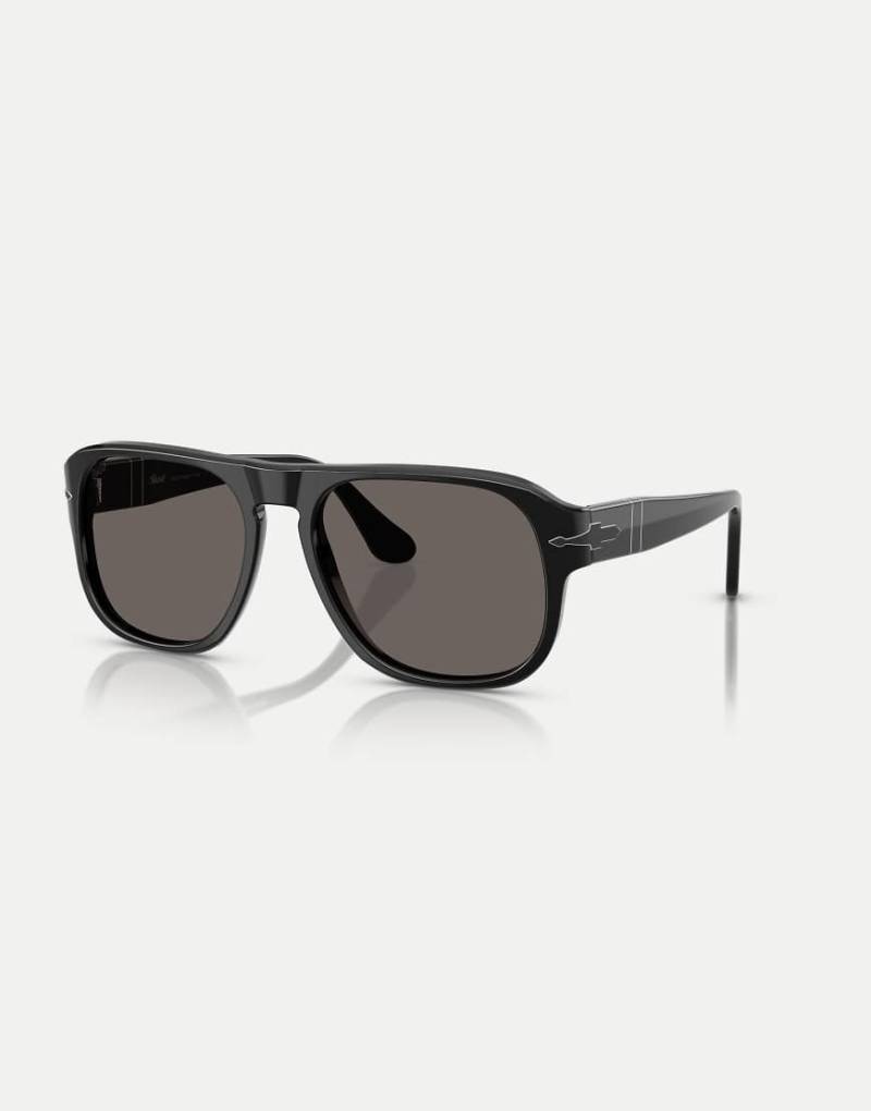 Persol - Po3310s - Black Arrow - Rechteckige Sonnenbrille in Schwarz mit grauen Gläsern von Persol