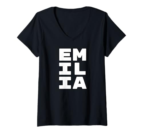 Damen Emilia Personalized Retro Girls Custom Emilia Name T-Shirt mit V-Ausschnitt Damen Emilia Personalized Retro Girls Custom Emilia Name T-Shirt mit V-Ausschnitt von Personal Gift For Women Gift For ABIGAIL