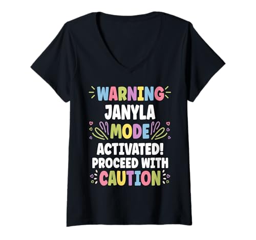 Damen Janyla Personalized Name Funny Cute Custom Janyla Name T-Shirt mit V-Ausschnitt von Personal Gift For Women Named JANYLA