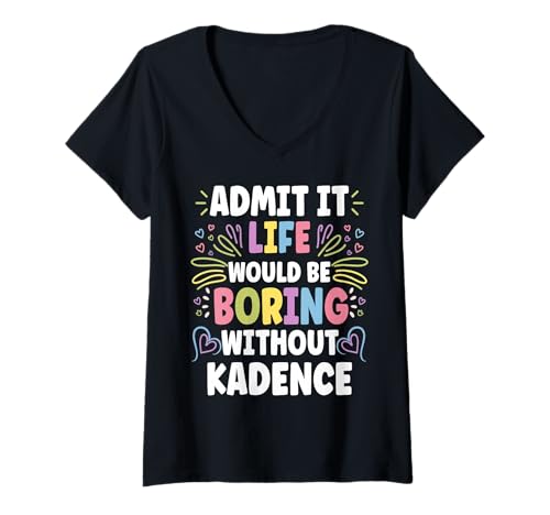 Damen Kadence Personalized Name Funny Cute Custom Kadence Name T-Shirt mit V-Ausschnitt Damen Kadence Personalized Name Funny Cute Custom Kadence Name T-Shirt mit V-Ausschnitt von Personal Gift For Women Named KADENCE