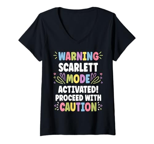 Damen Scarlett Personalisierter Name Lustig Niedlich Benutzerdefiniert Scarlett Name T-Shirt mit V-Ausschnitt von Personal Gift For Women Named SCARLETT