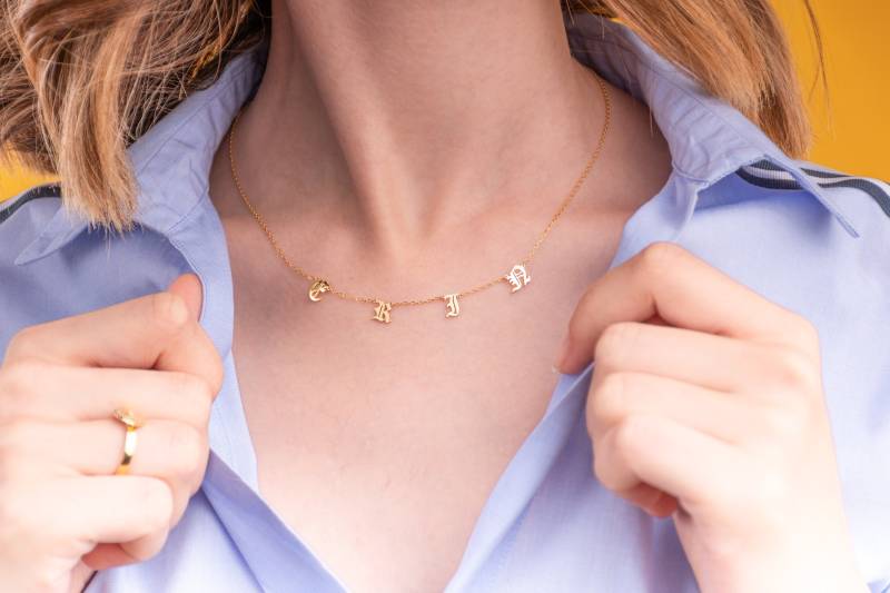 sterling Silber Initial Halskette Personalisierter Buchstabe Anhänger, Handgemacht von PersonalCufflinks