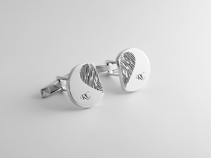 Fingerabdruck Manschettenknöpfe - Buchstaben Initialen Bräutigam Trauzeugen Geschenk Vatergeschenk von PersonalCufflinks