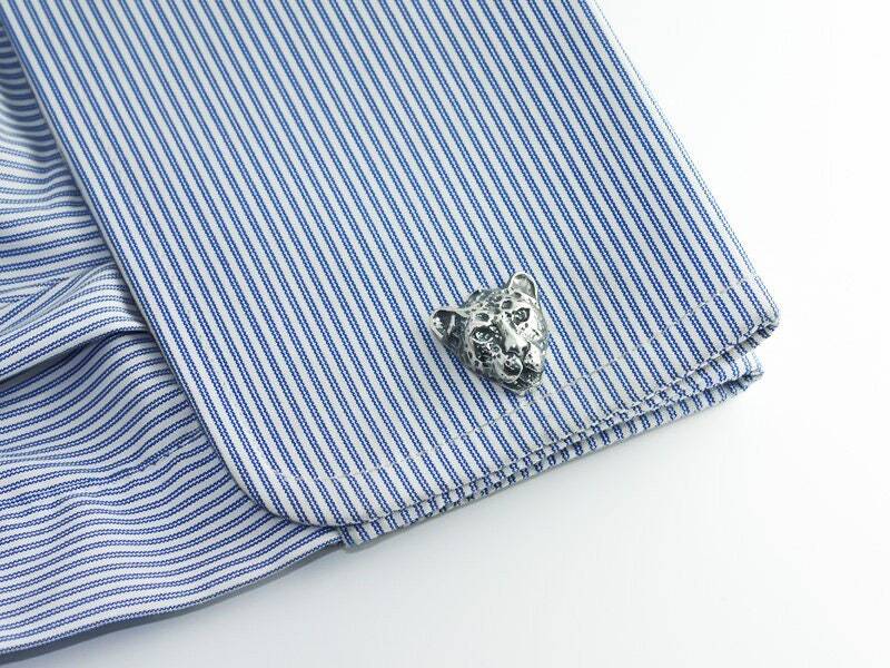 sterling Silber Panther Kopf Manschettenknöpfe Safari Tier, Trauzeugen Geschenk von PersonalCufflinks