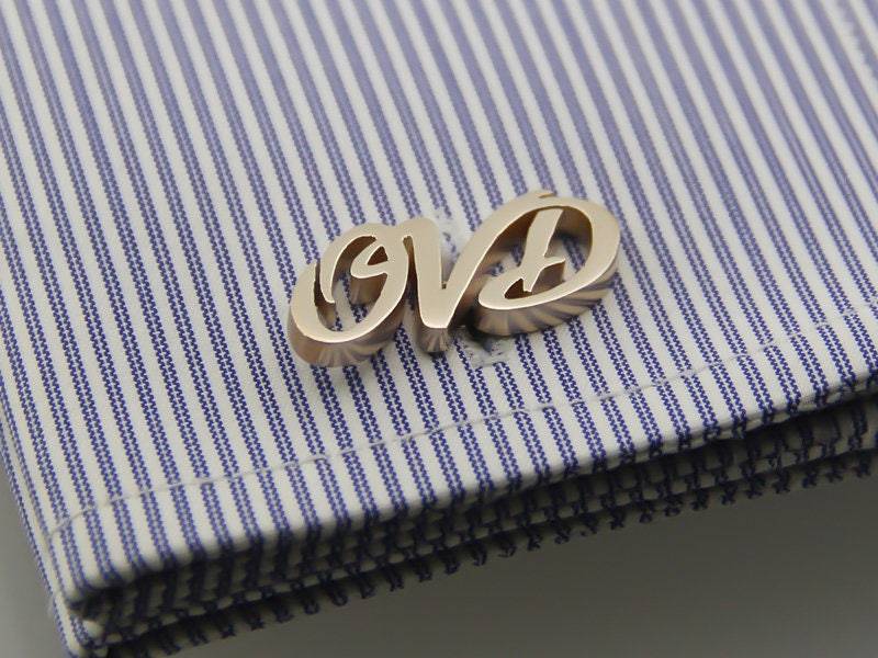 Personalisierte Sterling Silber Initialen Manschettenknöpfe - Groomsmen Geschenk von PersonalCufflinks