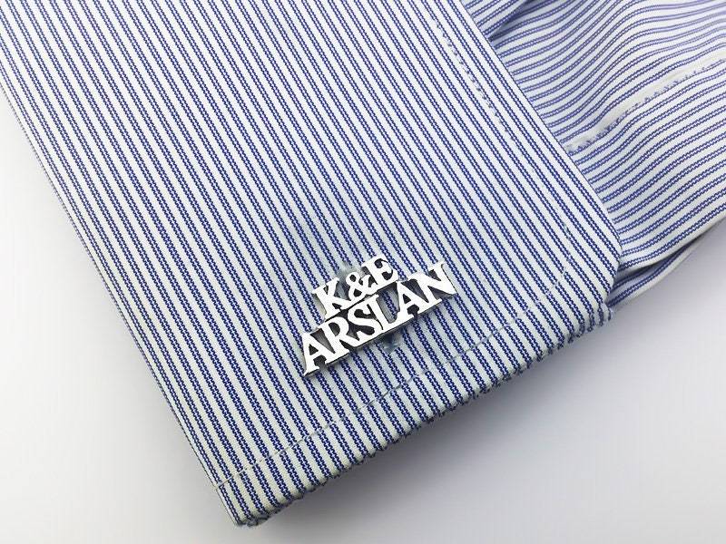 Personalisierte Sterling Silber Manschettenknöpfe Gravierte Initialen, Groomsmen Geschenk von PersonalCufflinks