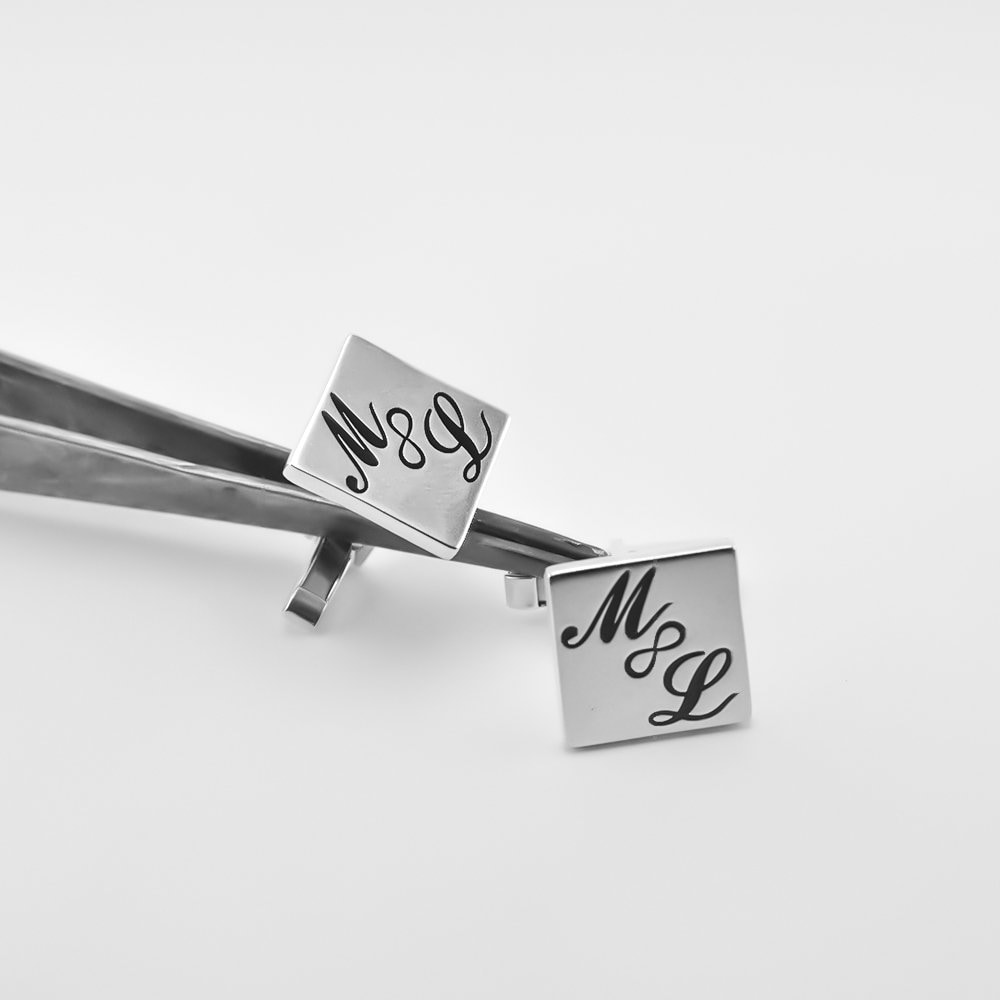 Personalisierte Sterling Silber Manschettenknöpfe - Initiale Eingraviert von PersonalCufflinks