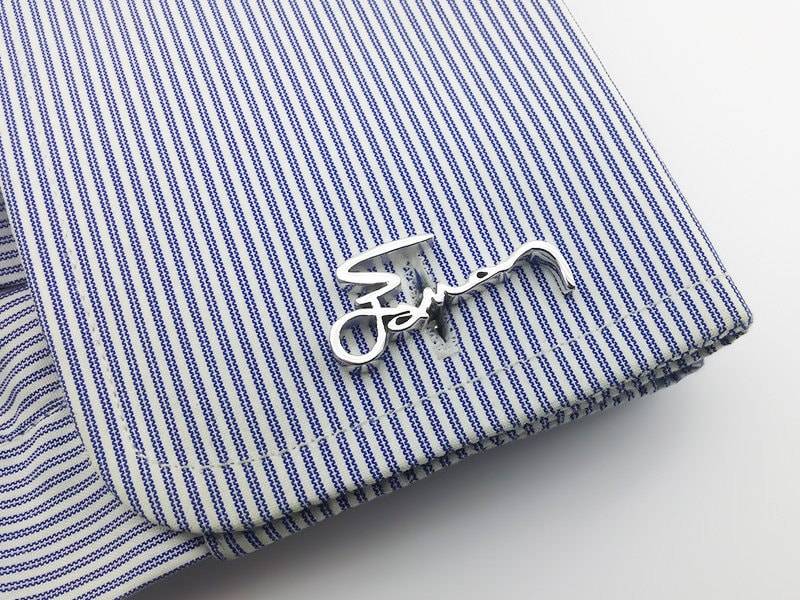 Personalisierte Sterling Silber Name Manschettenknöpfe - Handgemachte Bräutigam Groomsmen Geschenk von PersonalCufflinks