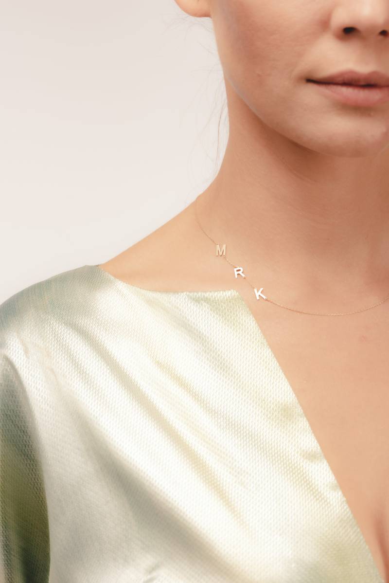 Seitlich Initial Halskette Personalisierte Sterling Silber Buchstaben Halskette von PersonalCufflinks