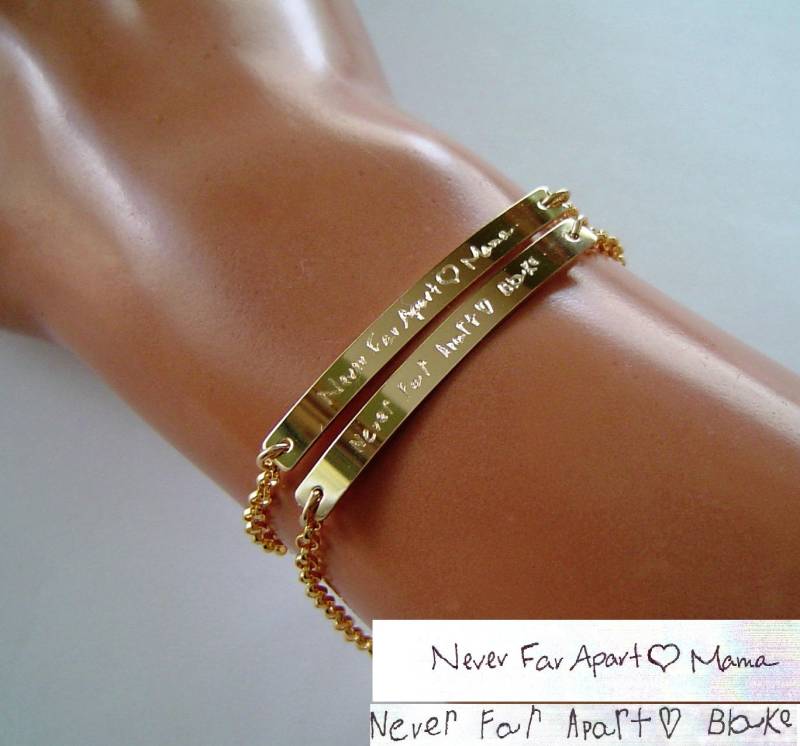 Gold Bar Armband, Handgeschriebene Bar Armband, Handschrift Armband, Signatur Initial Armband, 14K Fill, Sterling Silber Namensarmband von PersonalandDesign