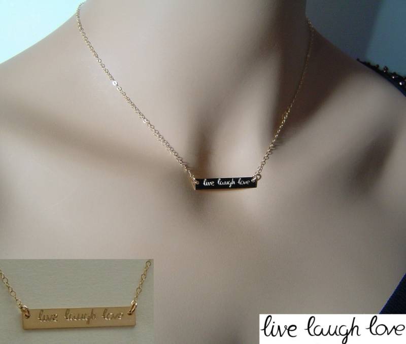 Gold Bar Halskette, Handgeschriebene Handschrift Signatur Initial 14K Fill, Sterling Silber Namenskette von PersonalandDesign