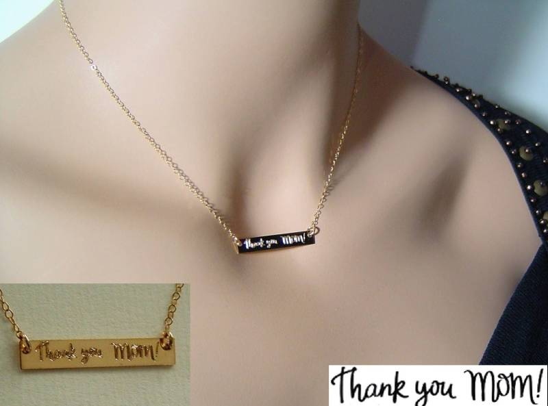 Gold Bar Halskette, Handgeschriebene Handschrift Signatur Initial 14K Fill, Sterling Silber Namenskette von PersonalandDesign