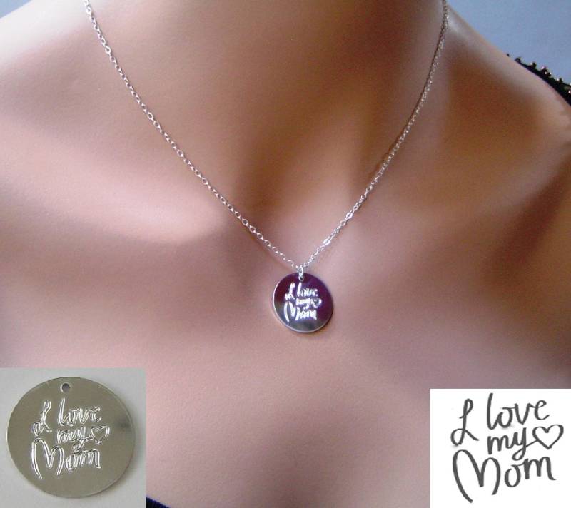 Gold Disc Halskette, Handschrift Kreis Initial 14K Fill, Sterling Silber Namen Halskette von PersonalandDesign