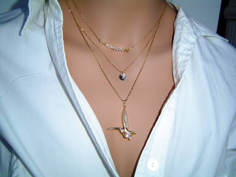 Personalisierte Adler Charm Layering Halskette Set/Geburtsstein Gold Disc Zarte Halsketten Mit Initial von PersonalandDesign