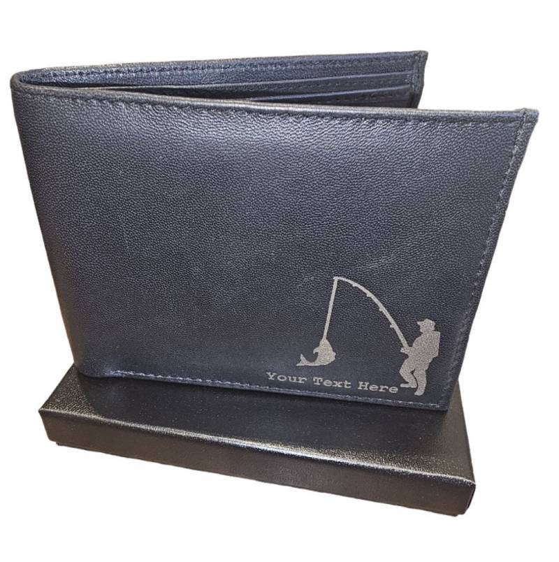 Personalisierte Angeln Leder Geldbörse. Graviert Mit Ihrem Eigenen Text. Geschenkbox Erhältlich von PersonalisedByJames