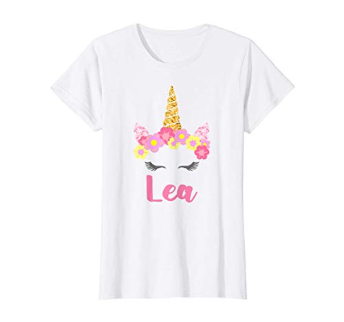 Lea Einhorn Prinzessin Mädchen Unicorn T-Shirt von Personalisierte Einhorn Geschenkidee Lea