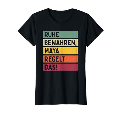 Personalisierte Geschenke Maya - Frauen Unisex-Erwachsene Retro Balken T-Shirt Schwarz Small Kurzarm Rundhals-Ausschnitt Regular 40/42 EU 16 Neck 38.5 Herbst Frühling 1 Count 0 Pockets Retro von Personalisierte Geschenke Maya