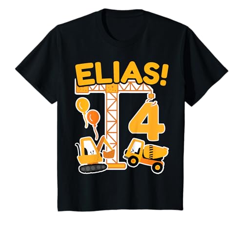 4. Geburtstag Vorname Elias Bagger Deko Geschenk Jungen T-Shirt 4. Geburtstag Vorname Elias Bagger Deko Geschenk Jungen T-Shirt von Personalisierte Geschenke zum Geburtstag Elias